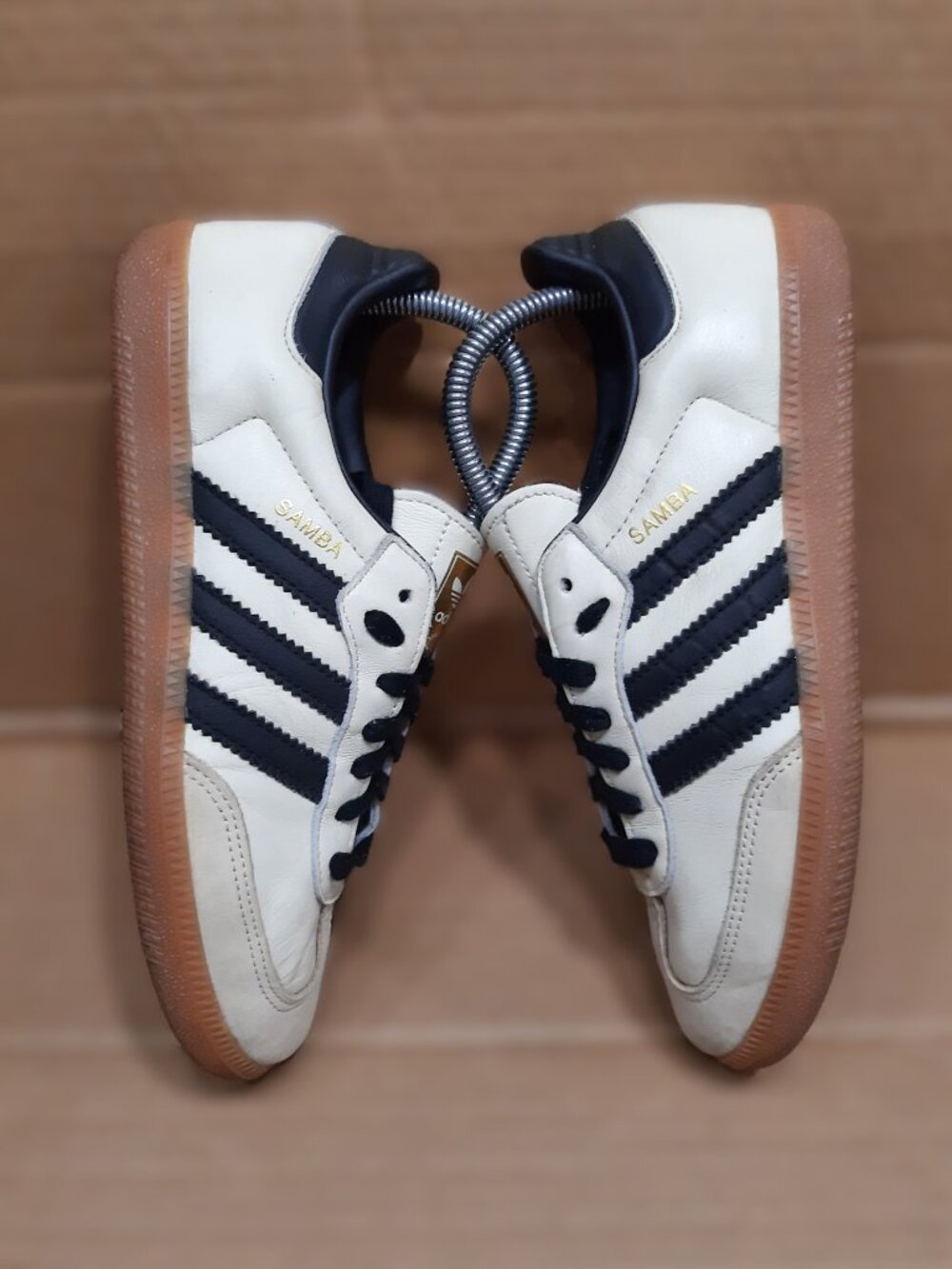 Adidas Samba ♀️ Women's 7.5 OG Cream Sand Strata Off White Black Sneakers ID0478 - Picture 2 of 16